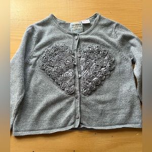 Zara kids gray heart cardigan sweater sz 2/3